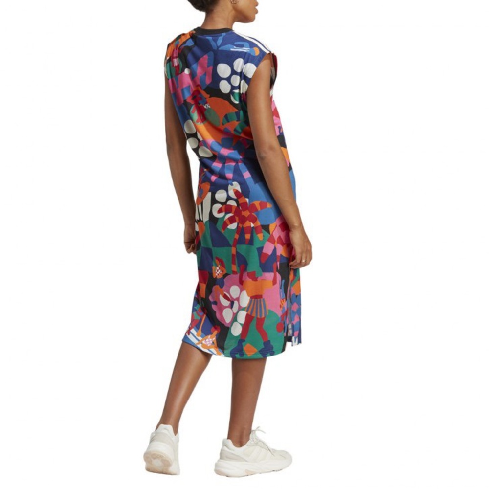 NWT Farm Rio X Adidas Performance Multi Color Floral Print Midi Dress Size XS - Picture 2 of 12
